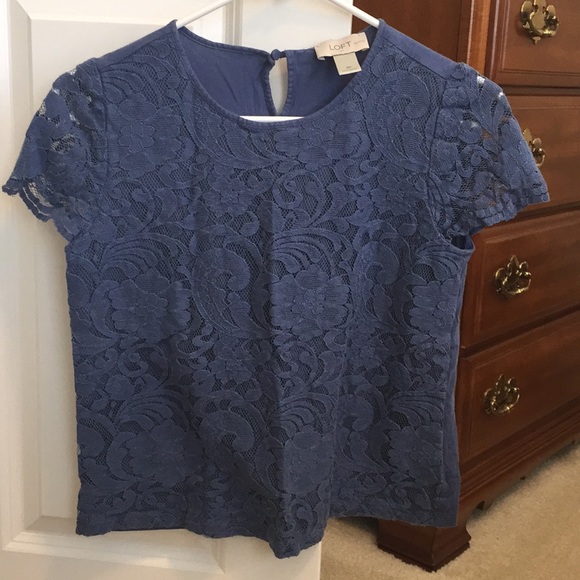 LOFT Tops - LOFT Dusty blue lace top